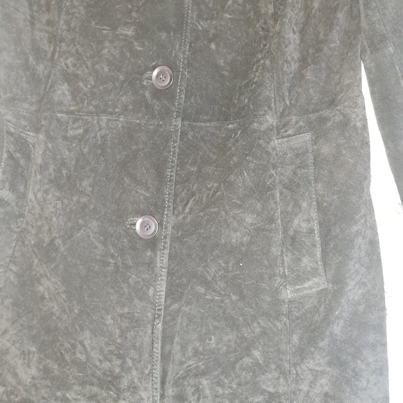 Real Clothes 100% Leather Black Suede Coat Women's Size 8 - Picture 6 of 6